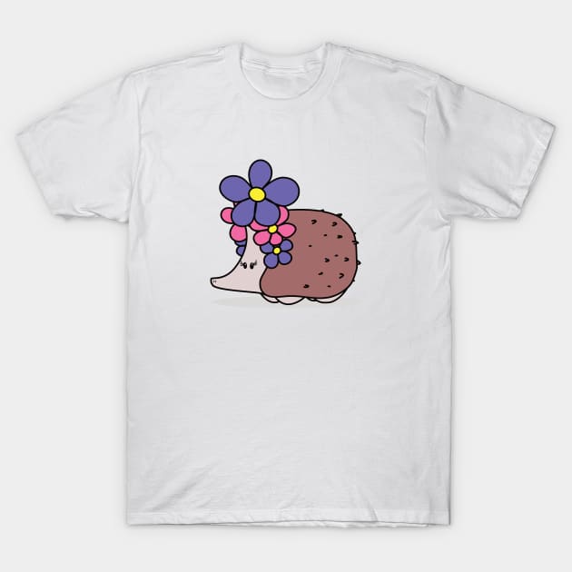 Super Cute Hedgehog with a Big Flower Headband T-Shirt by EnvelopeStudio